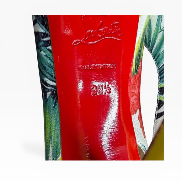 Christian Louboutin Yellow and Red Tropical Heels Size 38.5 - Picture 6 of 10